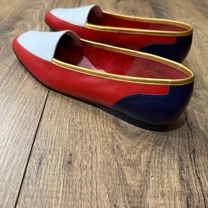 Enzo Angiolini‎ Ladies Size 6.5 Red , white & Blue Leather Sole Shoes.